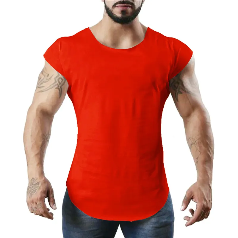 Marka Fitness Erkekler Giyim Yaz Spor Salonları Tank Top Canotte Vücut Geliştirme Kolsuz Gömlek Katı Kas Yelek Erkek Atlet 220421