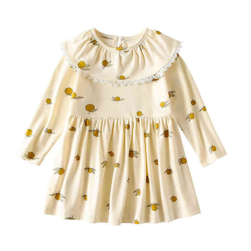 Princess Kids Dresses For Girl Spring Autumn Winter Toddler Girls Dress Cotton Floral Print långärmad klänning Barn Kläder G220518