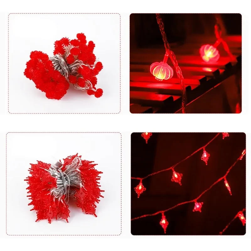 Tradizionale nodo cinese lanterna rossa LED stringa di luce natalizia a batteria forniture feste decorazioni luci annuali cinesi 220527