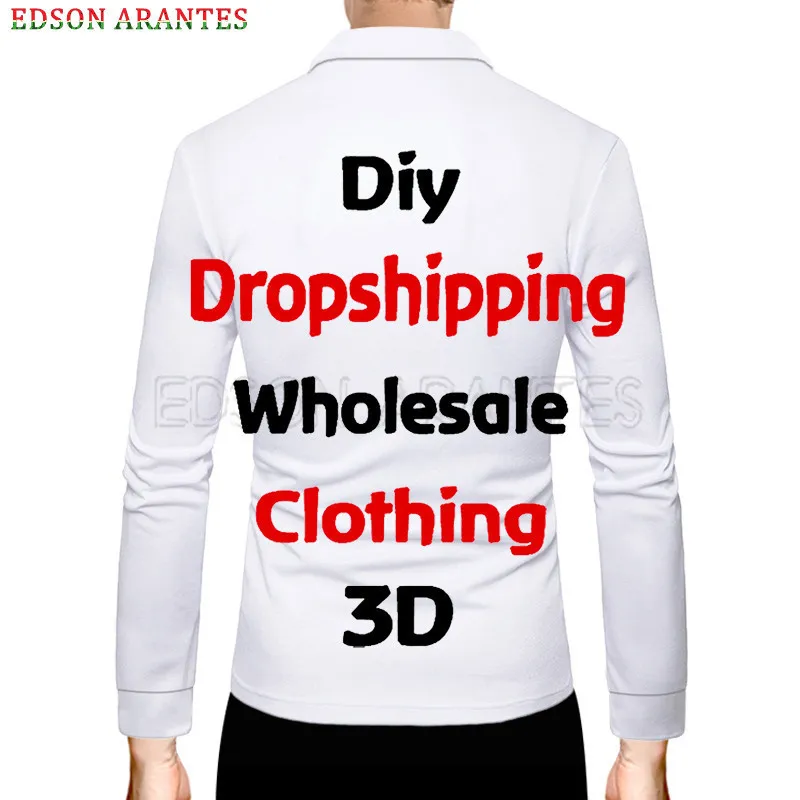 Customized EU Size Men s Polo Shirt DIY Unique Design Long Sleeve Fashion 3d Print Men T Drop Wholesale 220707