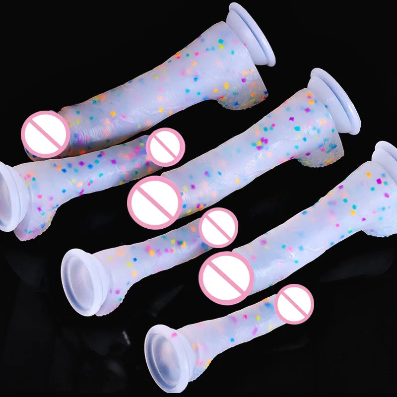 Transparent realistiska dildo sexiga leksaker för kvinnor onani penis lesbisk sug kopp dildos kvinnliga produkter