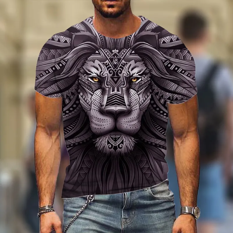 Hayvan Grafik erkek T-shirt Fierce Tiger 3D T-Shirt Yaz Rahat Kısa Kollu -Selling Moda Yüksek Sokak Streetwear Tops 220326