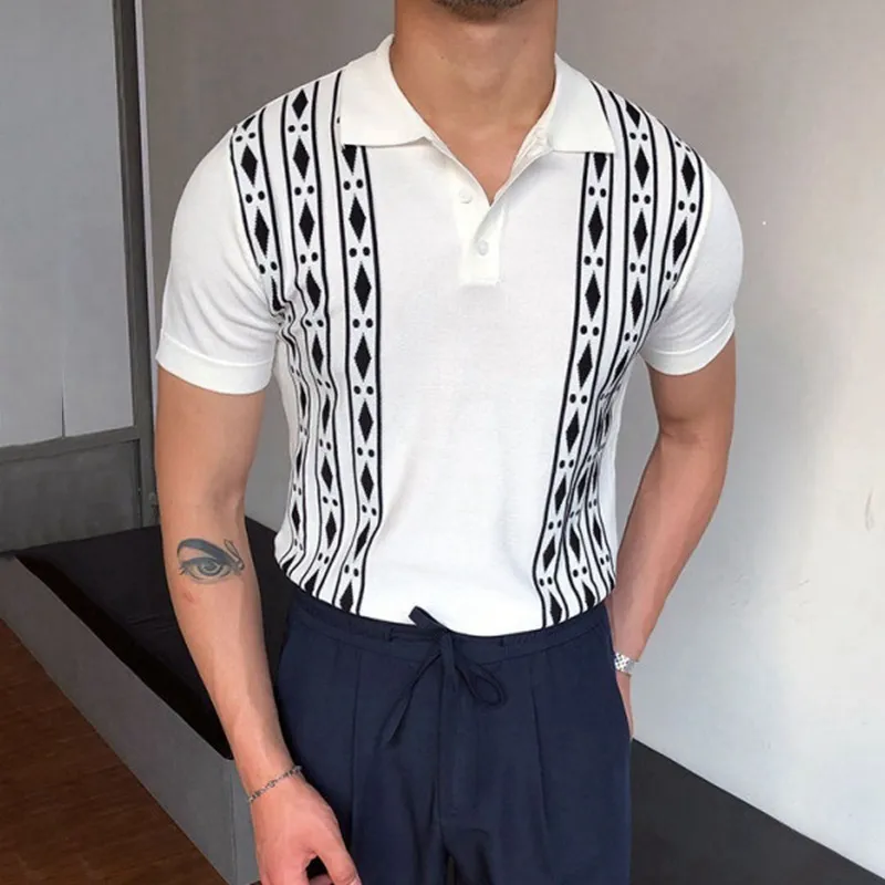 Summer Mens Polo Camisa de manga curta Business T 35 algodão de algodão de alta qualidade S Streetwear Knit 220623