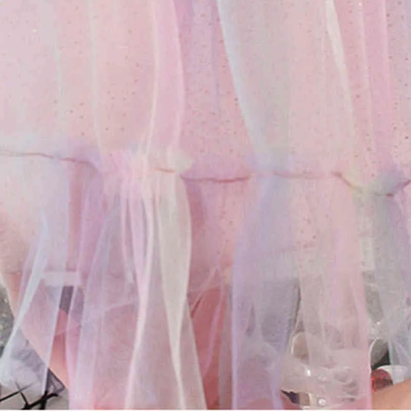 Moda Koreli yürümeye başlayan kızlar örgü yaz elbisesi çocuklar prenses gündelik elbiseler bebek sahte iki parçalı yelek etek çocuk giyim g220518