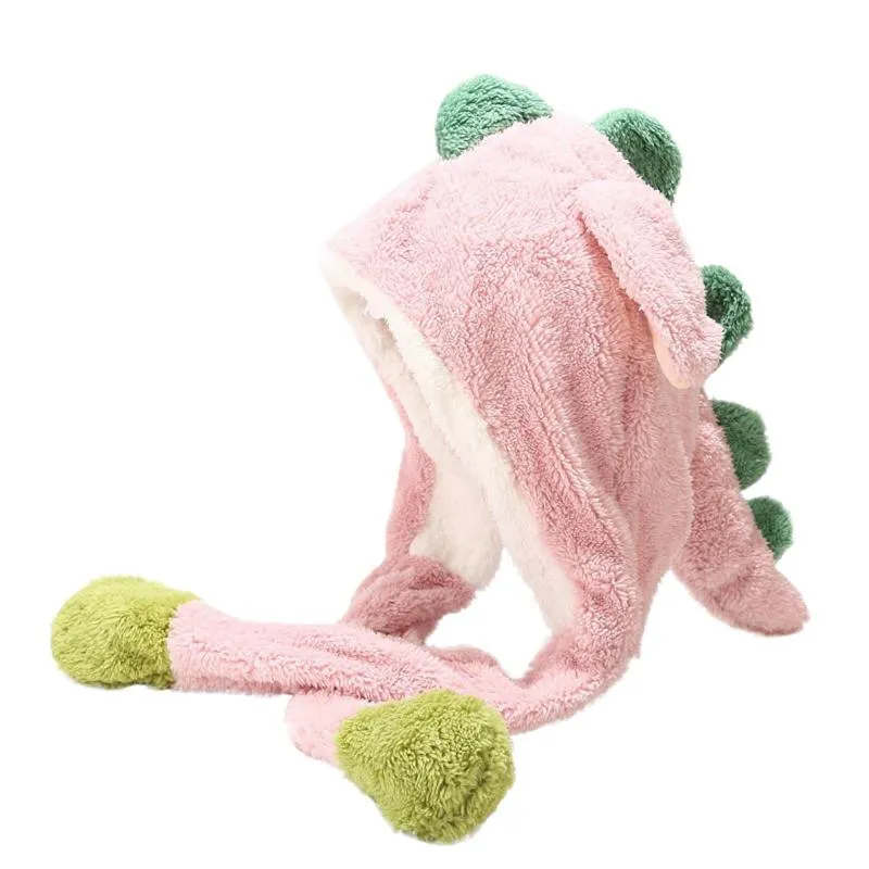 Beanie Skull Caps Divertente Dinosauro Beanie Cappello Donna Inverno Carino Cappelli lavorati a maglia Di lana Caldo con orecchie in movimento Paraorecchie Regalo Casa Outdoo275g