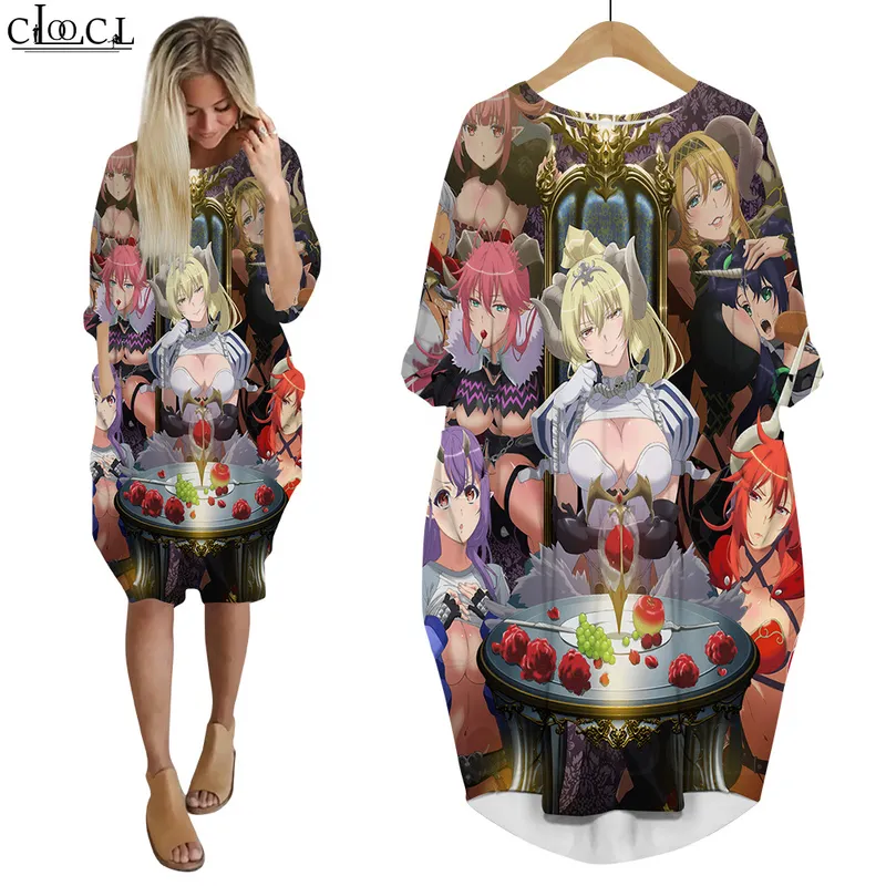 Anime les sept péchés capitaux robe 3D imprimé à manches longues femme Style décontracté femmes robe de poche goutte W220616