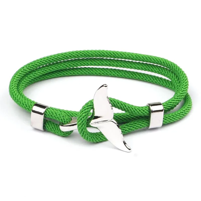 Charm Bracelets Fashion Dolphin Fish Tail Hand-Made Rope Nautical Sailing Brazalet For Women Men Surf Beach Jewelry Fawn22283O