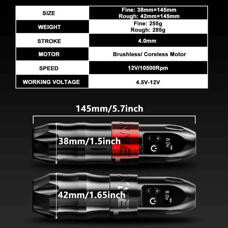 XNET Titan Wireless Tattoo Machine Rotary Battery Pen Strong Coreless Motor Display digitale LCD trucco permanente il corpo dell'artista 220617