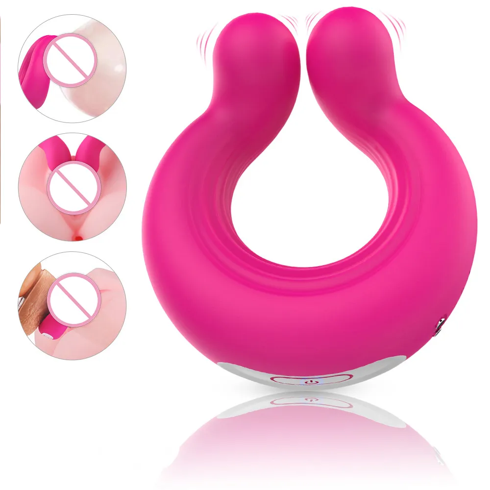 Vibrerande penis kuk ring g-spot dubbel huvud vibrator fjärrkontroll klitoris stimulering vuxna sexiga leksaker för män kvinna par