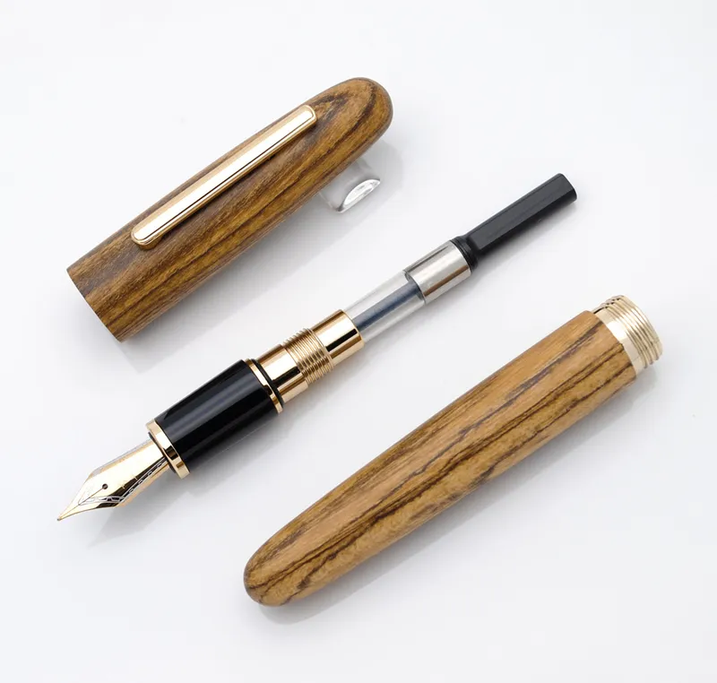 jinhao 9056天然木材噴水ペン手作りMfペンインクペン付きコンバータースクールビジネスオフィスギフトライティングペン220809