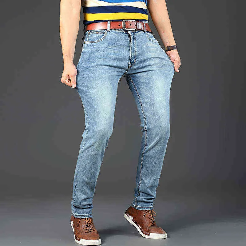 Hommes business jeans classique quatre saisons de coton street stretch marque denim pantalon d'été pantalon d'été slim ajusteur pantalon 2021 g0104