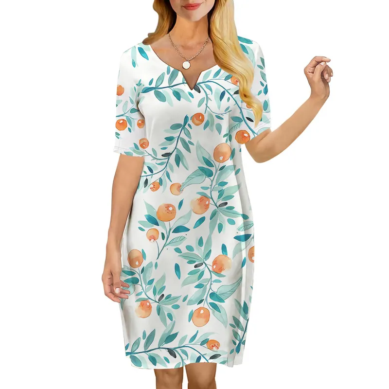 Kobiet sukienki w stylu wiejskim nadrukiem 3D luźne luźne sukienki z krótkim rękawem na sukienki kobiet letnia sukienka 220616