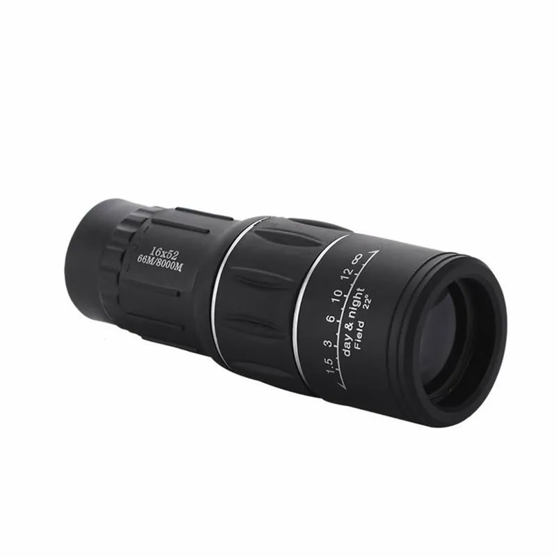 Longa distância 16X52 Esportes Caça Zoomable Monocular Luminosidade baixa Noite Telescópio Binóculos para observação ao ar livre 220712