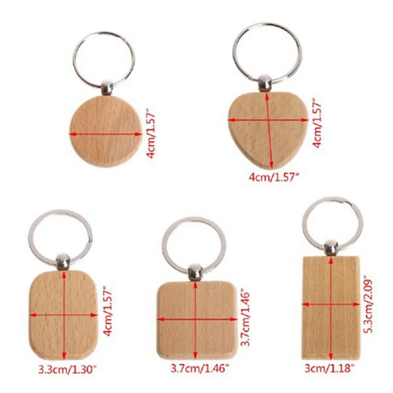 Porte-clés en bois vierge, 60 pièces, bricolage, étiquette de clé, accessoires en bois Anti-perte, cadeau