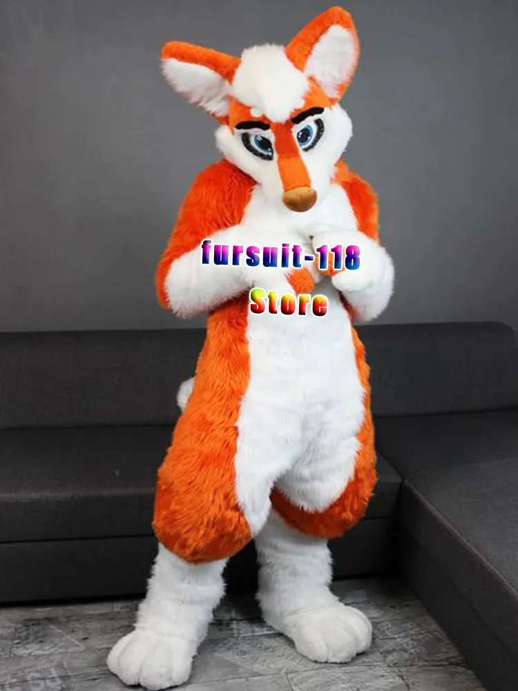 Fursuit langharige husky hond vos wolf mascotte kostuum bont cartoon karakter pop halloween partij cartoon set schoen # 280