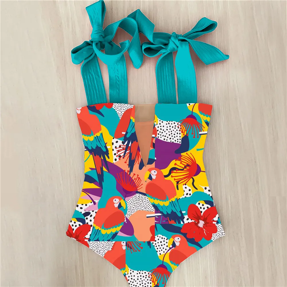 Um pedaço de maiô 2022 novo cute swimwear mulheres bow swimwear oco out bathing terno volta crisscross monokini nadar