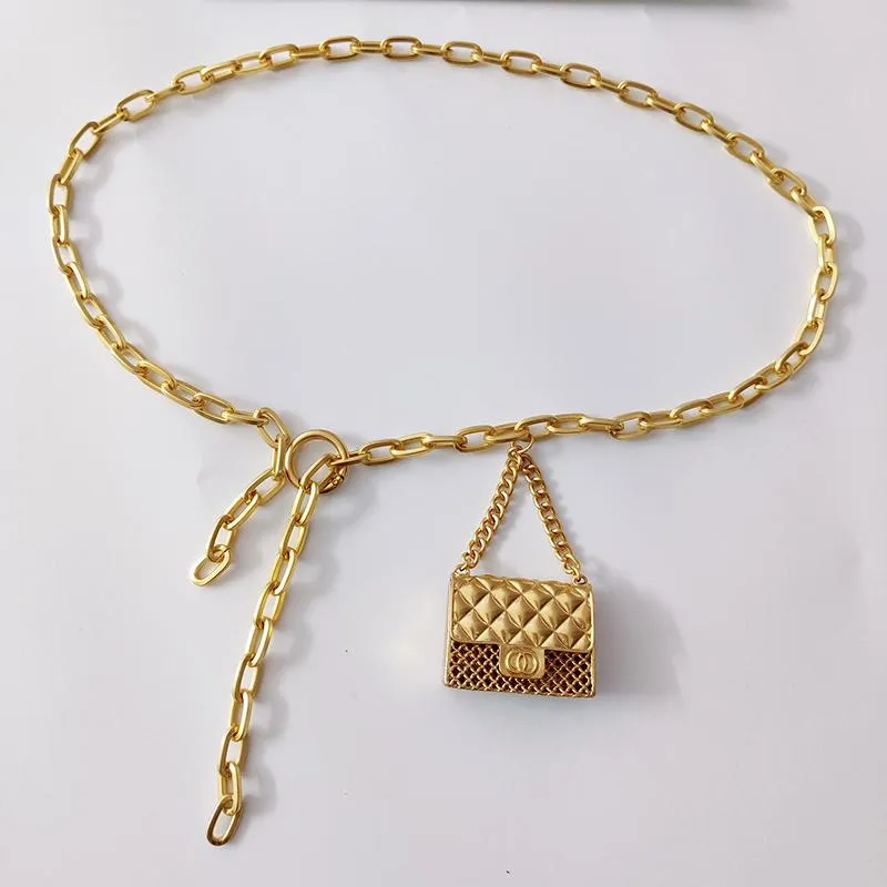 Paski Tassel Złota łańcuch dla kobiet metalowy pasek ketting riem designer mini torba biżuterii