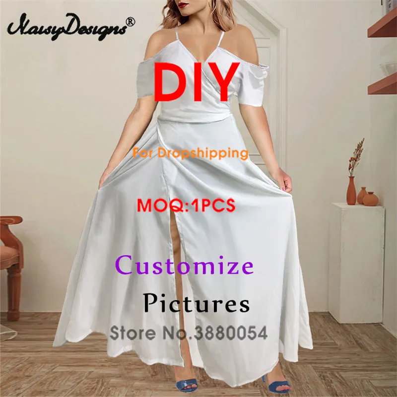 Noisydesigns luxe motif Floral femmes grande taille 4XL épaule froide Maxi bohème fendu Sexy robe de soirée robes formelles 220627