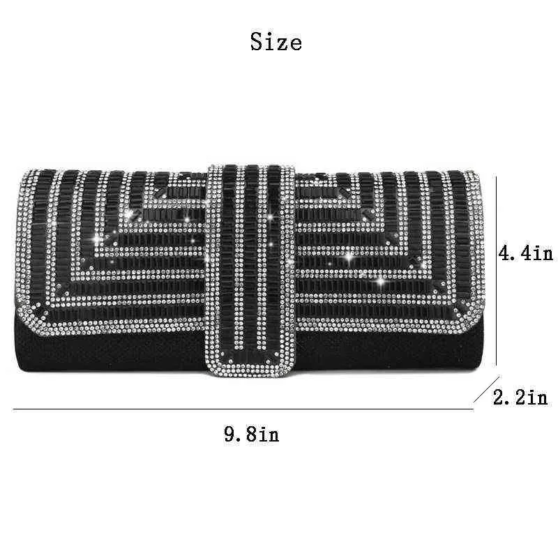 Sacos da noite PU couro bolsas de noite para mulheres designer luxo moda meninas femininas compradores requintado strass padrões geométricos sacos 220318