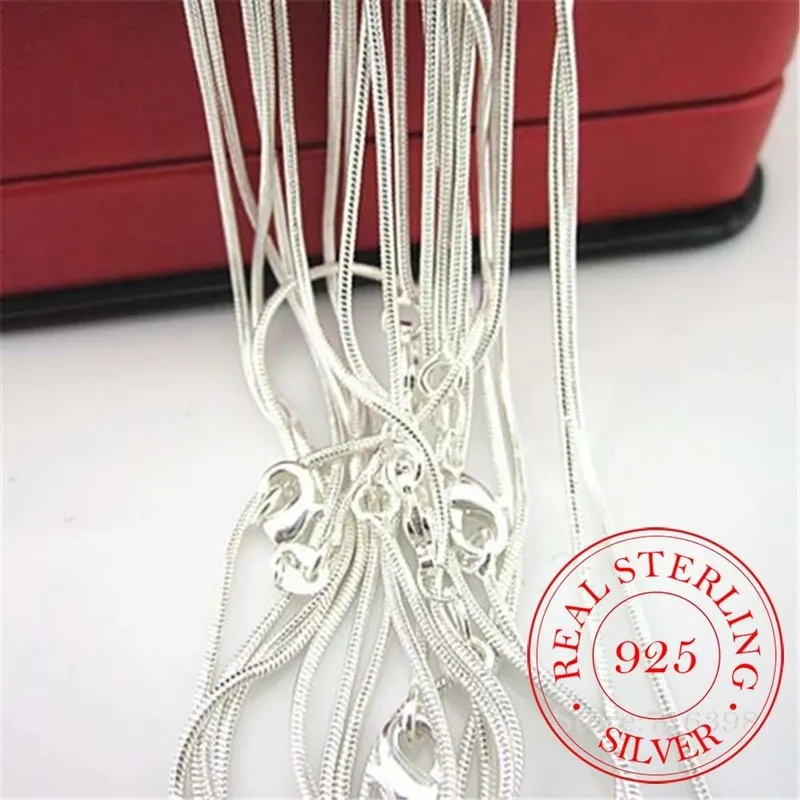 10 teile / los Förderung Großhandel 925 Sterling Silber Halskette Edlen Schmuck Schlangenkette 2 MM 16 30 Zoll für Frauen Männer 220722