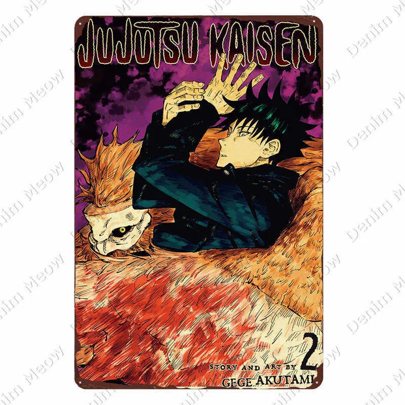 Jujutsu kaisen plakat vintage anime metalowy znak Tin znak pub klub kawiarnia domowe dekoracja ściany gojo satoru metalowa płyta płytka N3856893473