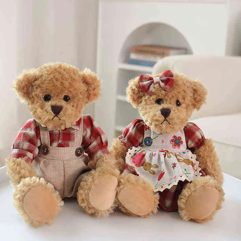 Peça CM Kawaii Casal Teddy Bear Cuddle Dolls Pillow de animal macio para crianças meninas de aniversário Decoração de Natal J220704