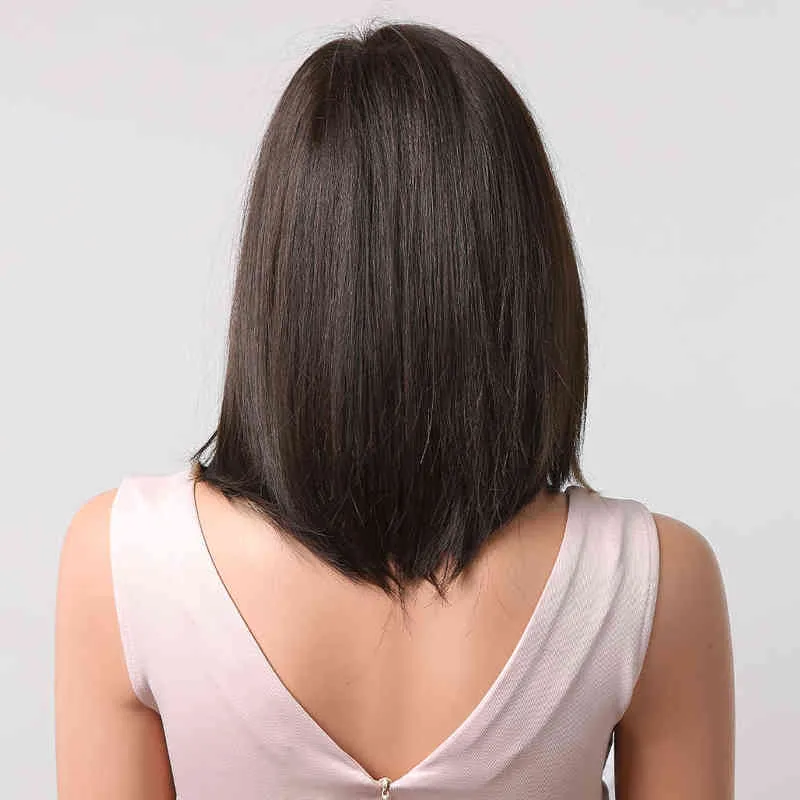 Easihair Synthetic Wig Middle Part Fringe Short Straight Bob Brown dyed wor women cosplay耐熱性髪220622