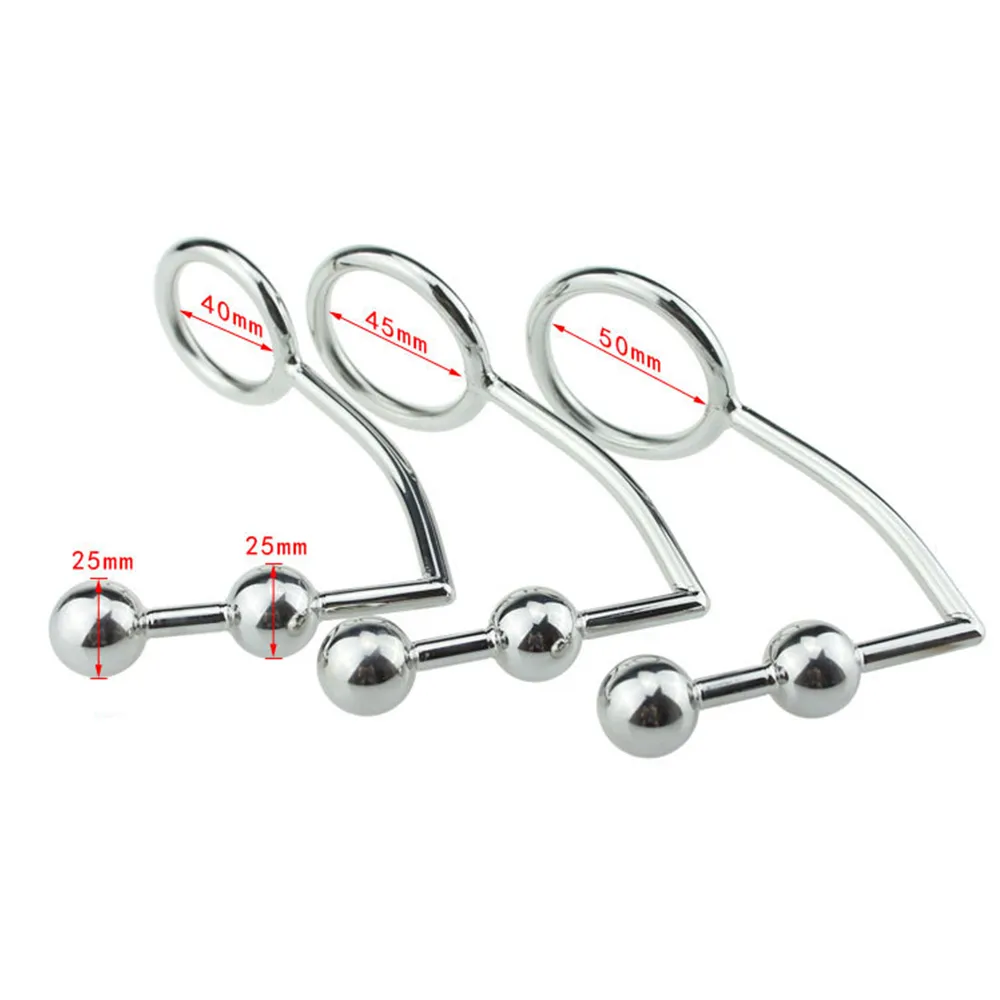 FBHSECL 40/45/50mm Edelstahl mit Kugellochanalhaken Sexy Spielzeug für Männer Frauen Dilator Butt Plug Metal Erwachsene Produkte