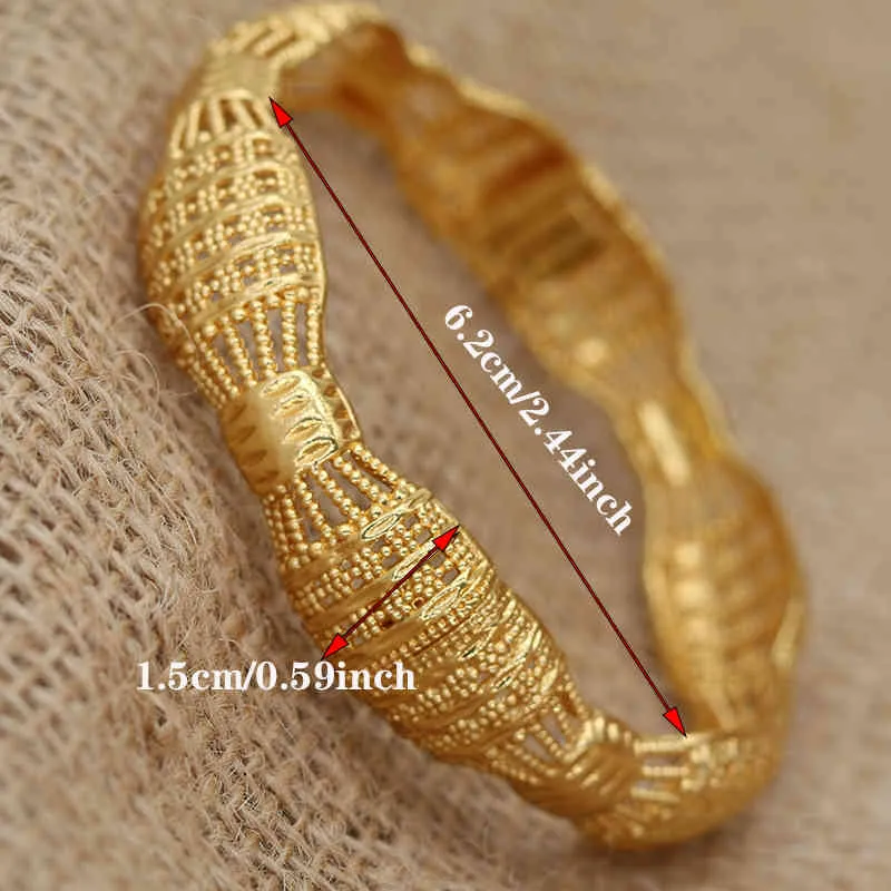 Ethiopische armband 4 stks / partij trendy 24k goud armbanden voor vrouwen Dubai bruiloft bruid cadeau afrika bangle habesha sieraden charme