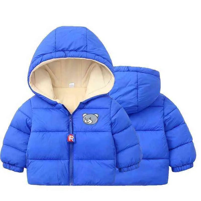 2021 Herfst Winter Hapleed Children Down Jackets Outerwear Baby Boys Girls Solid Snowsuit plus Velvet Warm Kids Top Jackets Kleding J220718