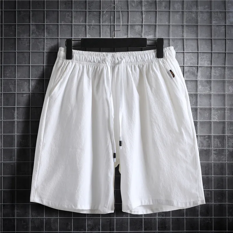 M 5xl Plus Size Men S Shorts Elastyczna talia z sznurkiem sportowa zwykła kolor bawełniany lniany lniany swobodne spodnie letnie ubranie 220722