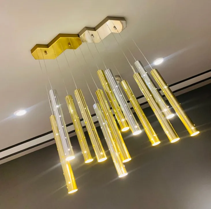 Sala de jantar led lustre iluminação moderna nórdico ouro prata combinável lustre sala estar decoração casa barra lighting221f