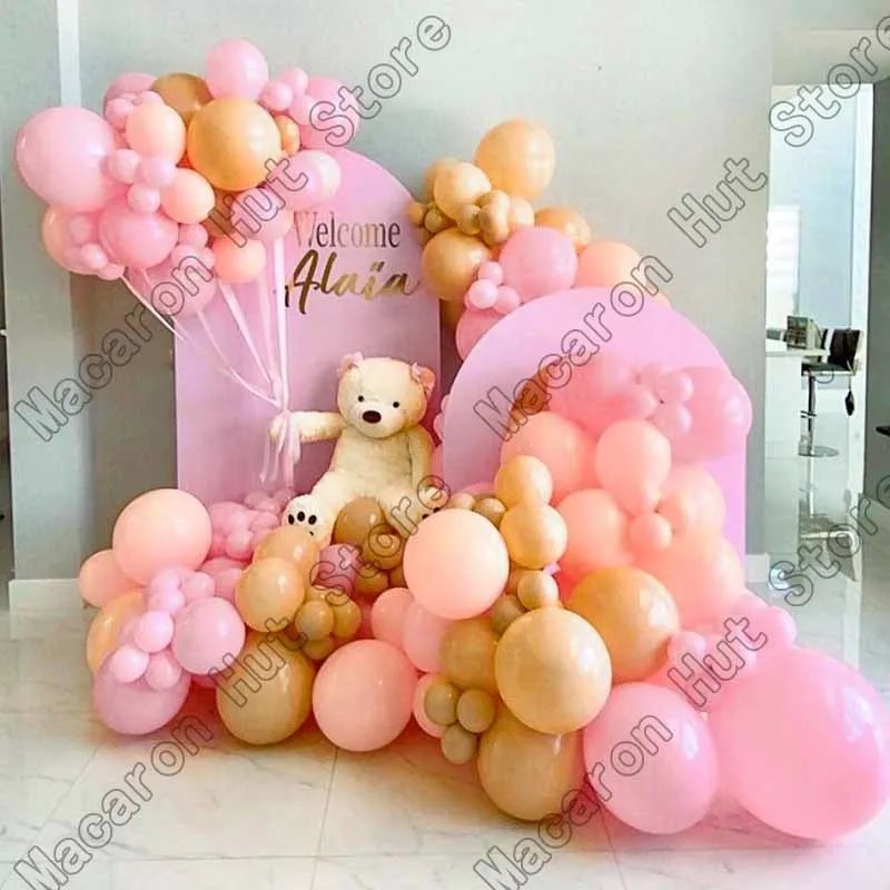 Macaron Pink Wedding 1 Birthday Party Arch Backdrop Baby Shower DIY Golden Welcome Decoration Event Balloon Garland Kits 220523