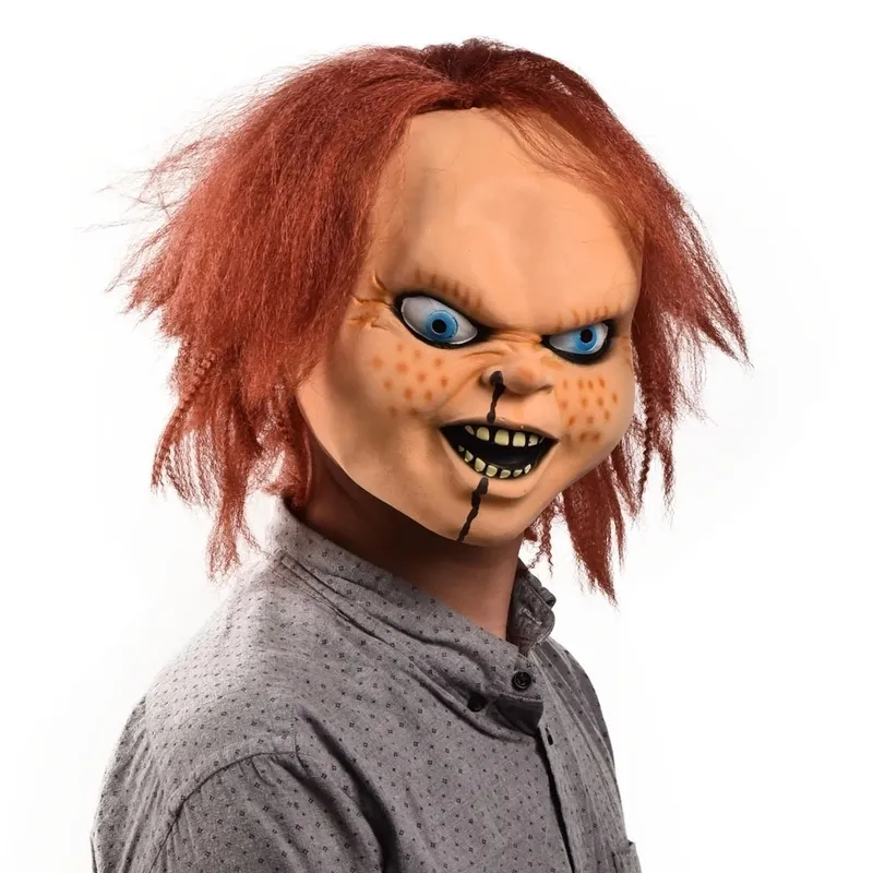 Maschera Childs Play Costume Masques Ghost Chucky Maschere Horror Face Latex Mascarilla Halloween Devil Killer Doll 220705264j