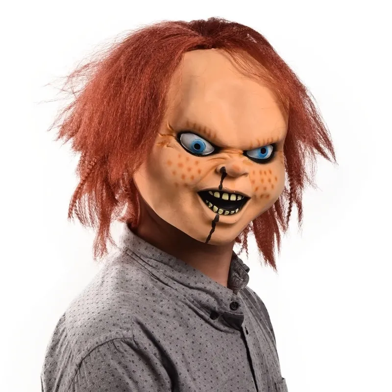 Maske Kinderspielkostüm Masken Geist Chucky Masken Horror Gesicht Latex Mascarilla Halloween Teufel Killer Puppe 220705297N