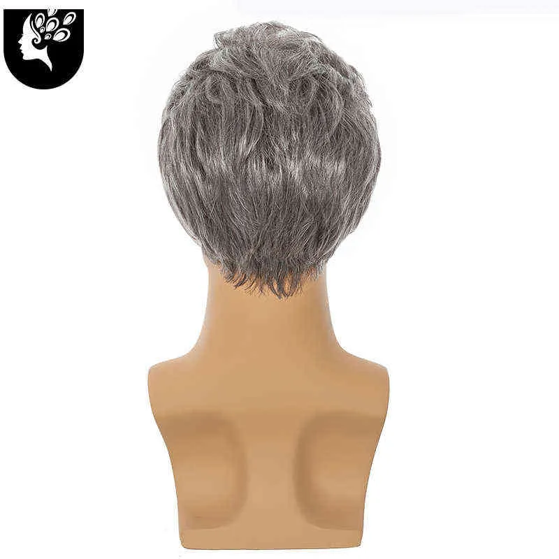 Hommes cheveux synthétiques perruque courte pour blanc 8 pouces argent gris naturel moelleux perruques droites les personnes âgées utiliser quotidiennement votre beauté 0527