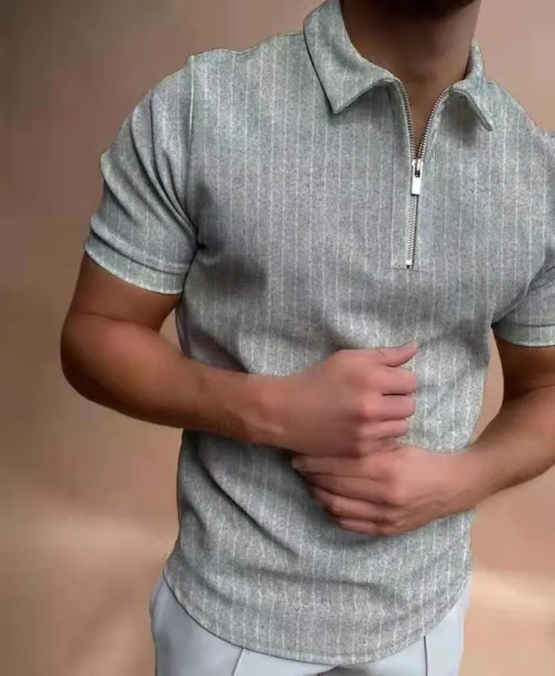 Summer Luxury Men Shirt krótkie rękawie duże luźne ubrania w kolorze zamków błyskawicznych