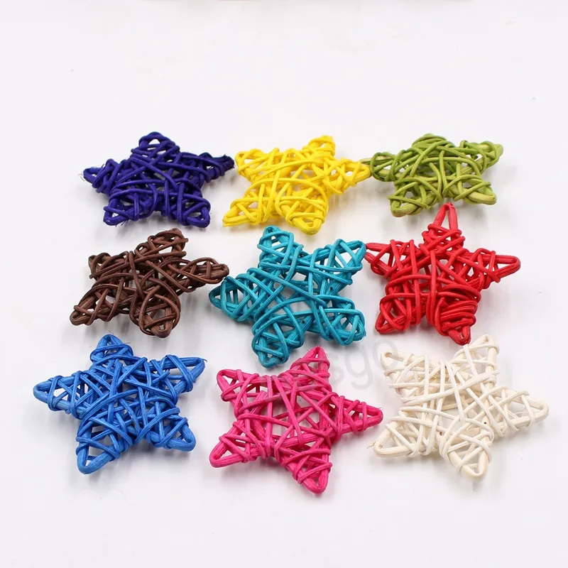 Colorful Five-pointed Star Rattan Ball Household Hanging Sepaktakraw Decoration Christmas Birthday Party Outdoors Decor BH6417 TYJ