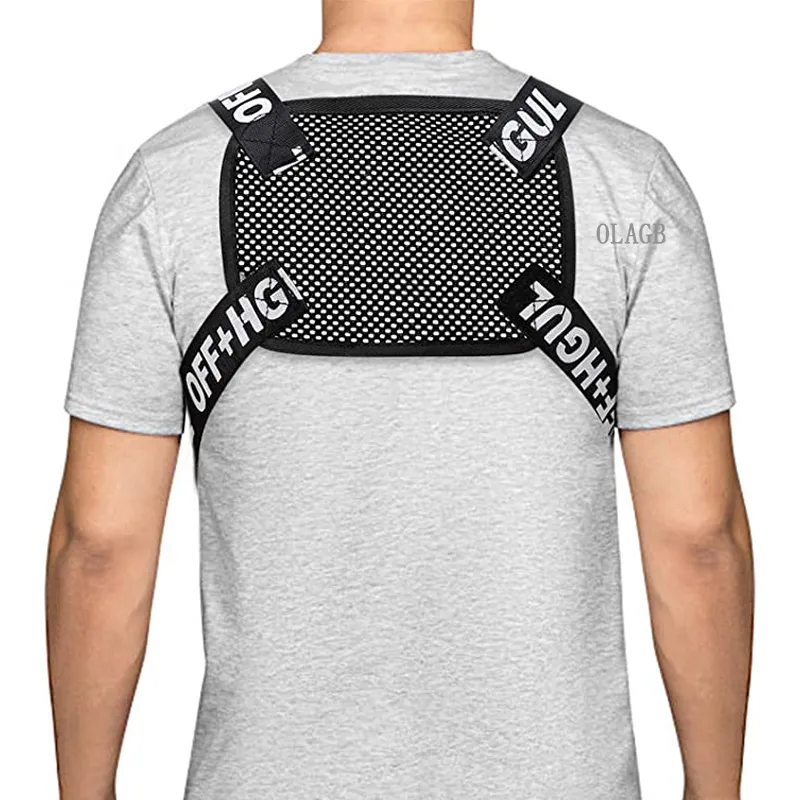 Mode streetwear män hip-hop bröstpåse taktiska två remmar bröst rigg väskor trendig stil rektangel bröstverktyg pack g122247z