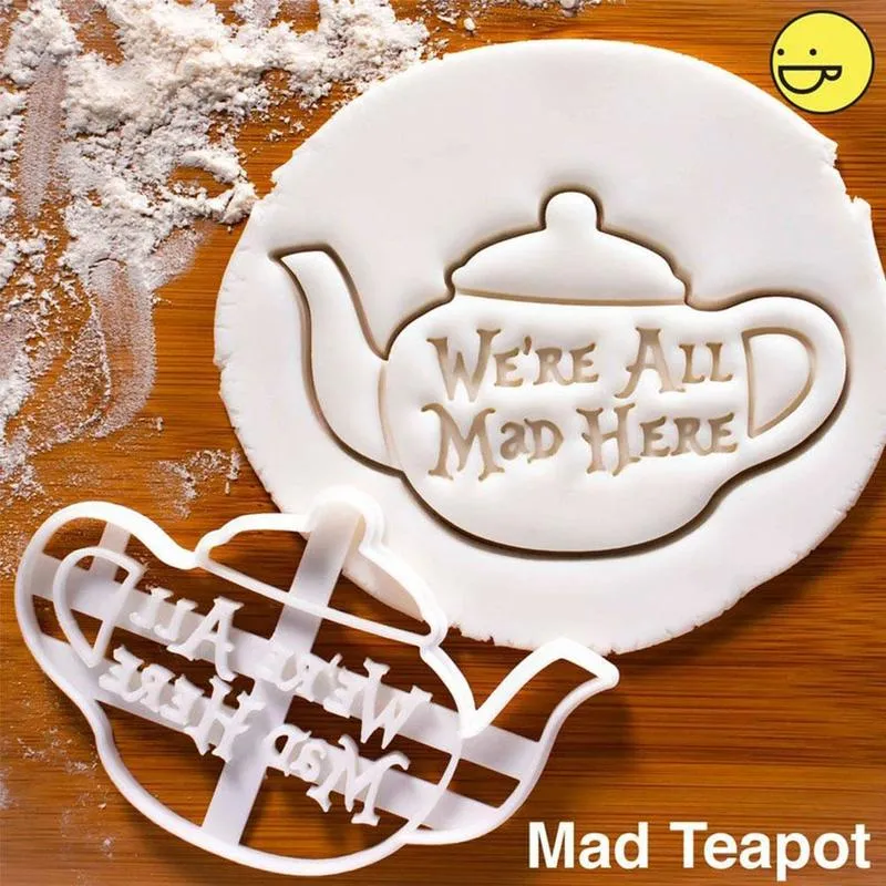 Eat Me Cake Cutter Crazy Teapot Drink Treat Dessert Quotes Mad Clay Cookie Tools 220815