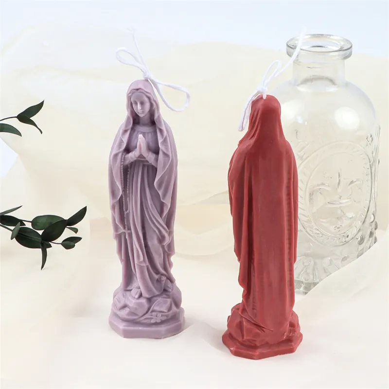 3D Retro Virgin Mary Sculpture Silicone Mold Diy Classical Fortune Goddess Of Wealth Candle Mould for Godmother Mothers Day Gift 220611