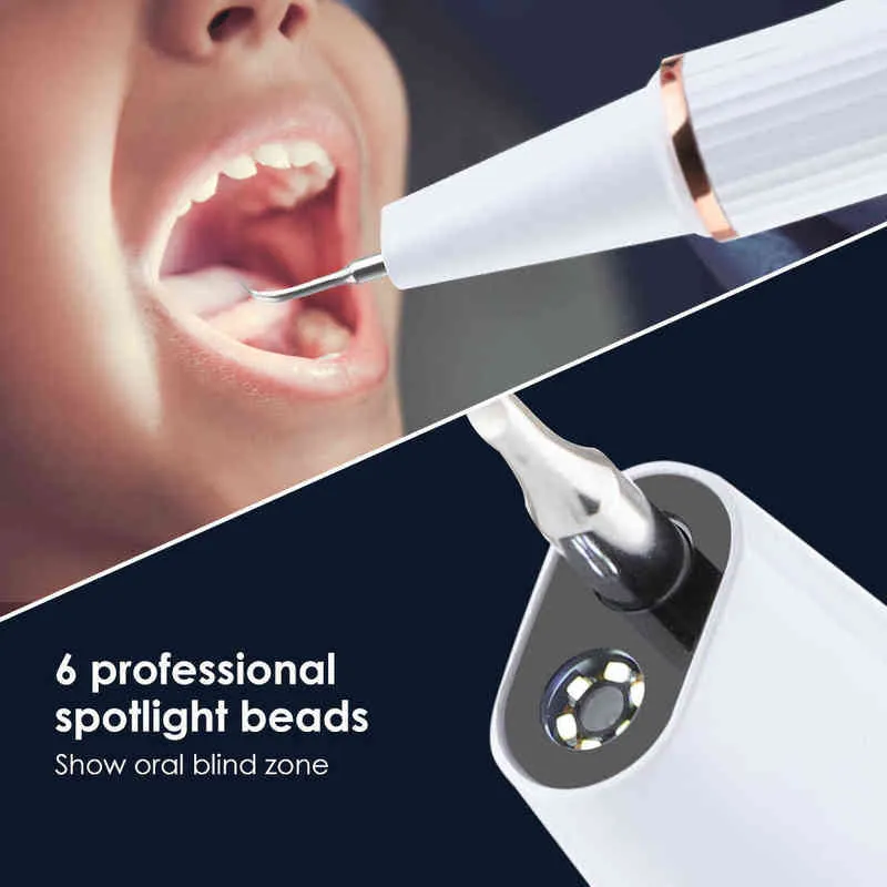 Ultradźwiękowy wizualny zębata wymienna Wygodne urządzenie do spłukiwania zęba domowego Remover220505