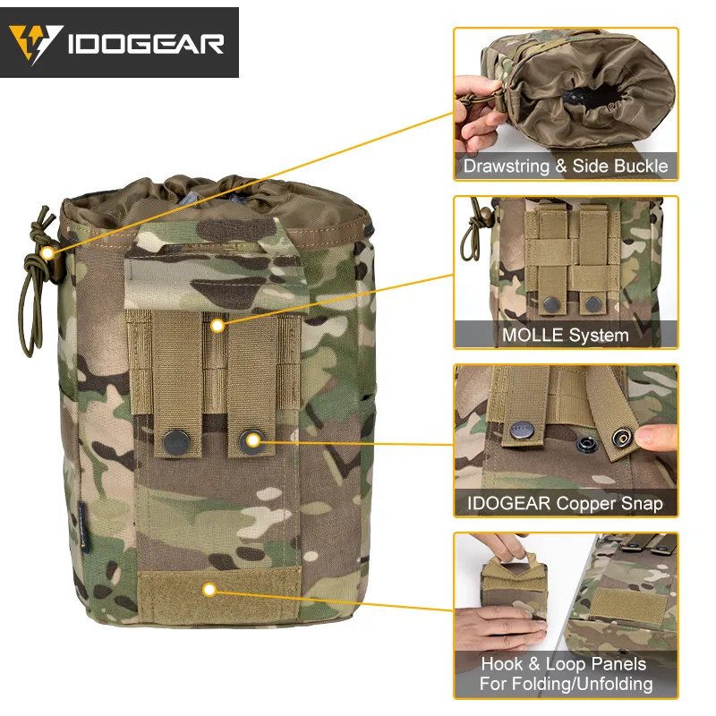 Sacs de plein air IDOGEAR Sac de recyclage pliable tactique Pochette à benne MOLLE Drop Airsoft 3577 220826