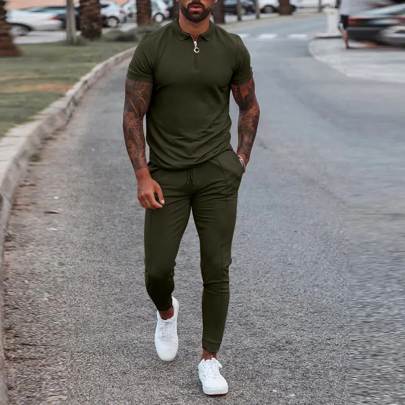 Zomermannen stelt casual fitness ademende sportkleding met korte mouwen t -shirt mode buiten trainingsuit mannen slanke jogger zweetpakken 220609