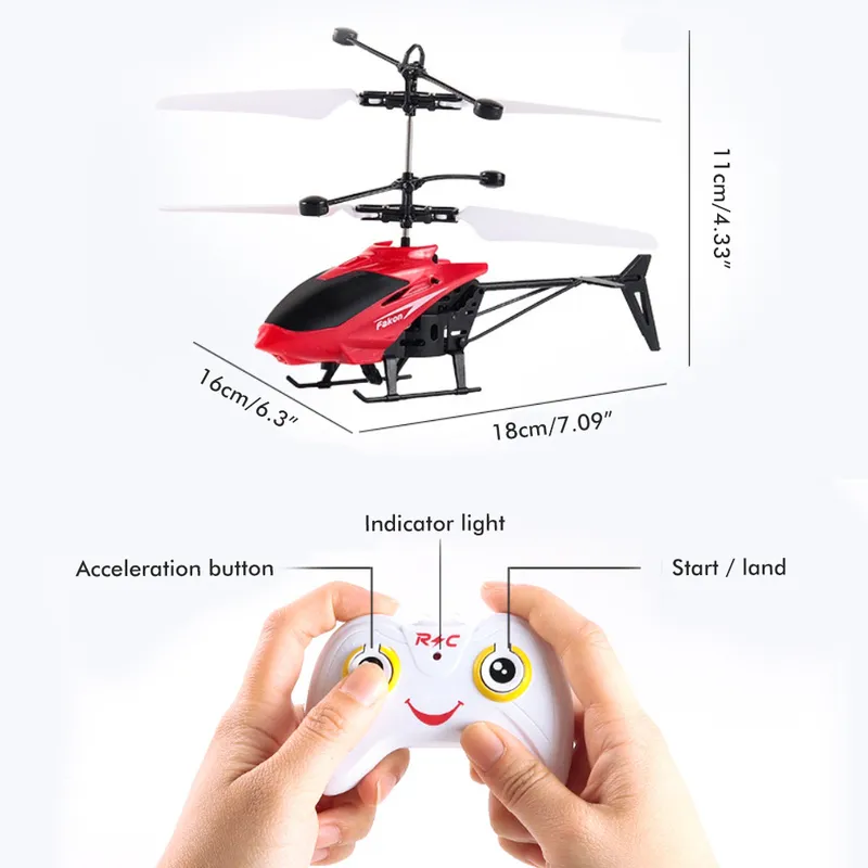 Fjärrkontrollflygplan med lätt helikopter leksaksmodell utomhus flygande överraskningsgåvor för barn 220321