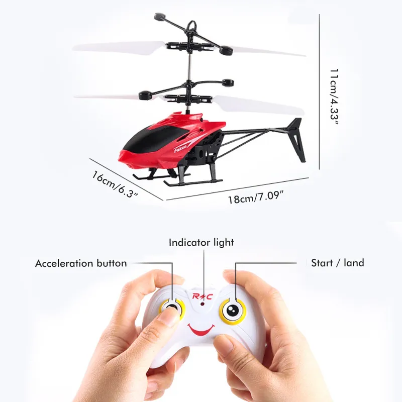 Remote Control Aircraft With Light Helicopter Toy Model Outdoor Flying Surprise Gifts For Kids 220321