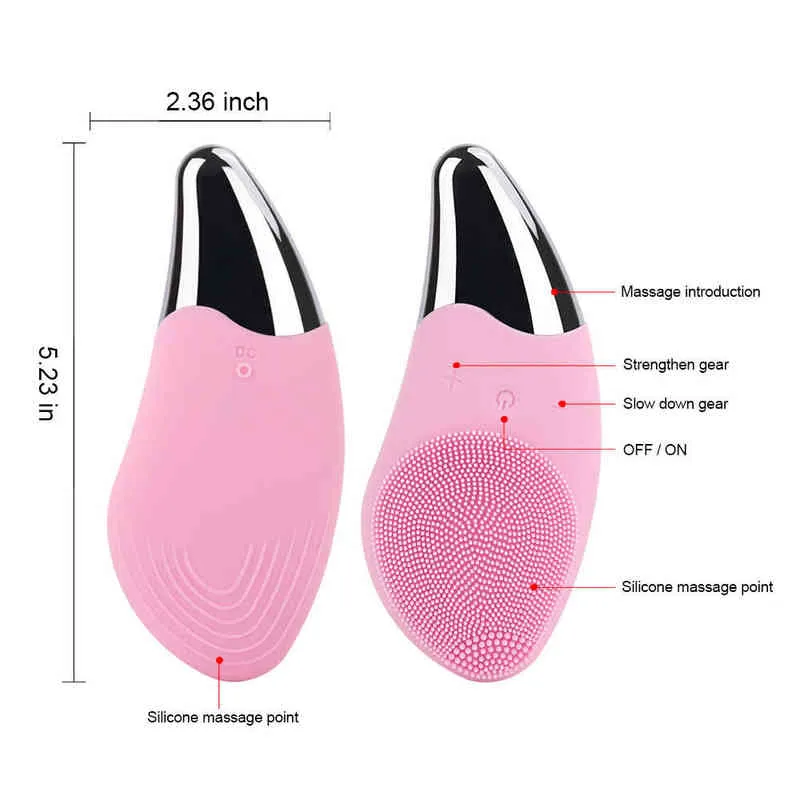 6 modes Electric Facial Cleansing Brush 2 In 1 Silicone Massage Chargeable Face Body Cleaner Deep Skin Cleaning Tool 220512