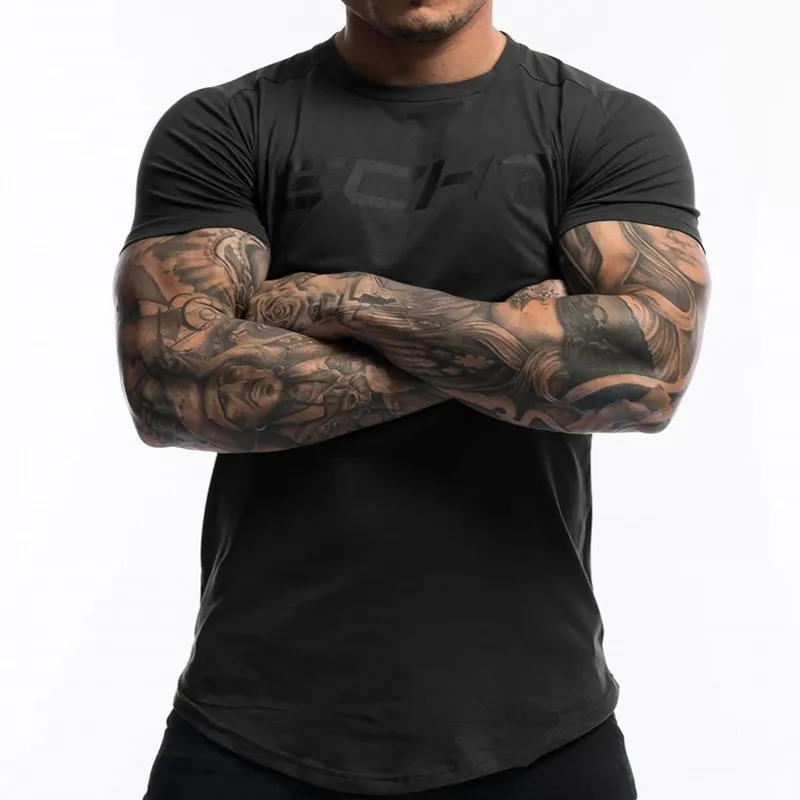 Men's Fashion T Shirt Men Tops Summer Fitness Bodybuilding Clothes Muscle Male Shirts Cotton Slim Fit Tees 220520