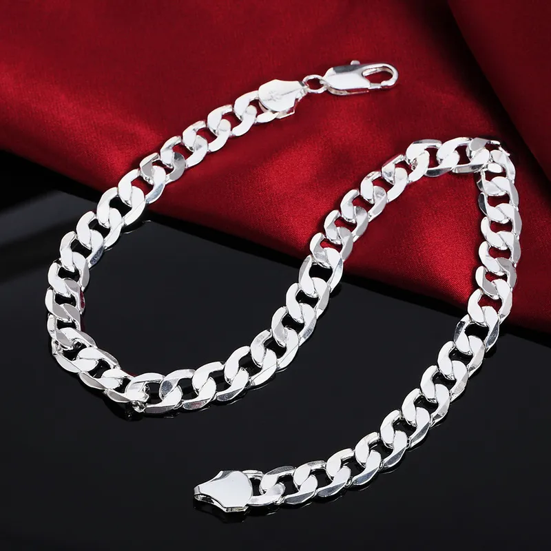 Sonderangebot 925 Sterling Silber Halskette für Männer klassische 12MM Kette 18 30 Zoll feine Modemarke Schmuck Party Hochzeitsgeschenk 2253S