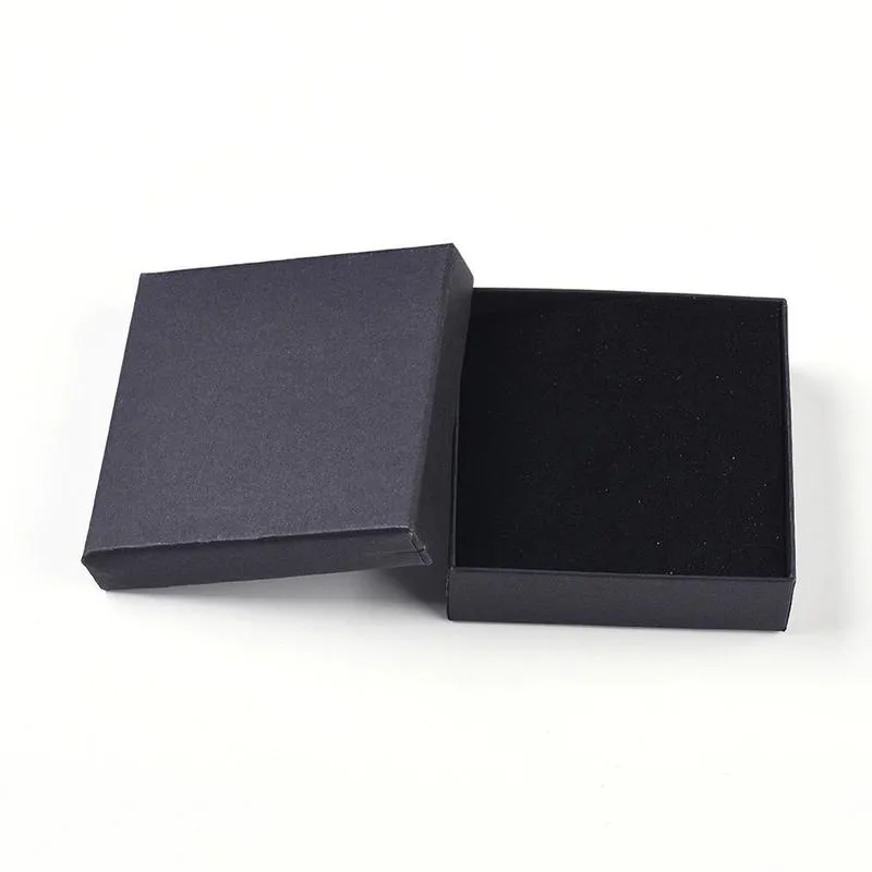 Pandahall 18-24 pçs / lote preto quadrado retângulo papelão conjunto de jóias caixas anel caixas de presente para embalagem de jóias f80 220509199u